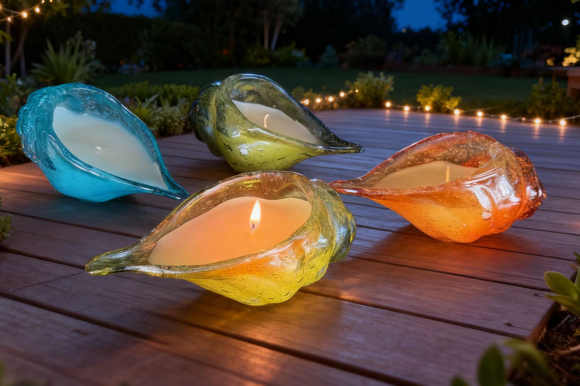 Colored Glass Conch Candles